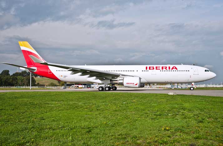 Airbus A330-300 de Iberia, modelo utilizado en las operaciones entre España y Venezuela durante los ajustes de la conectividad aérea en 2026.