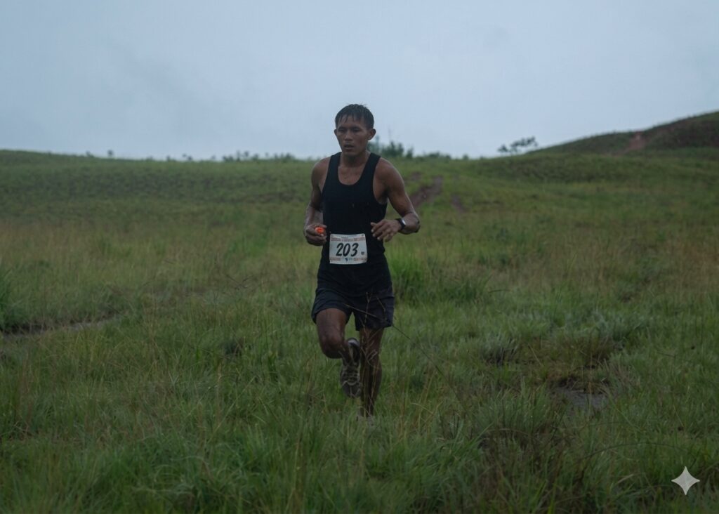 Corredor pemón participando en la Canaima Trail Race en la Gran Sabana, Venezuela.